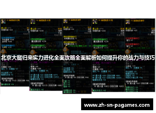 北京大腿归来实力进化全面攻略全面解析如何提升你的战力与技巧 北京大腿归来实力进化全面攻略全面解析如何提升你的战力与技巧