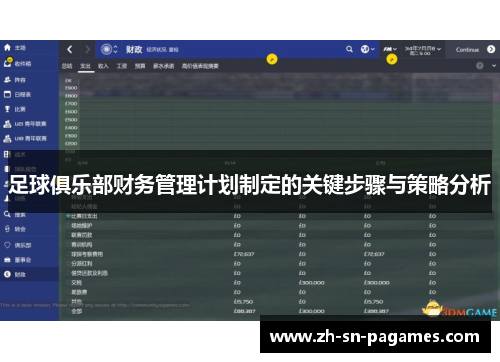 足球俱乐部财务管理计划制定的关键步骤与策略分析 足球俱乐部财务管理计划制定的关键步骤与策略分析